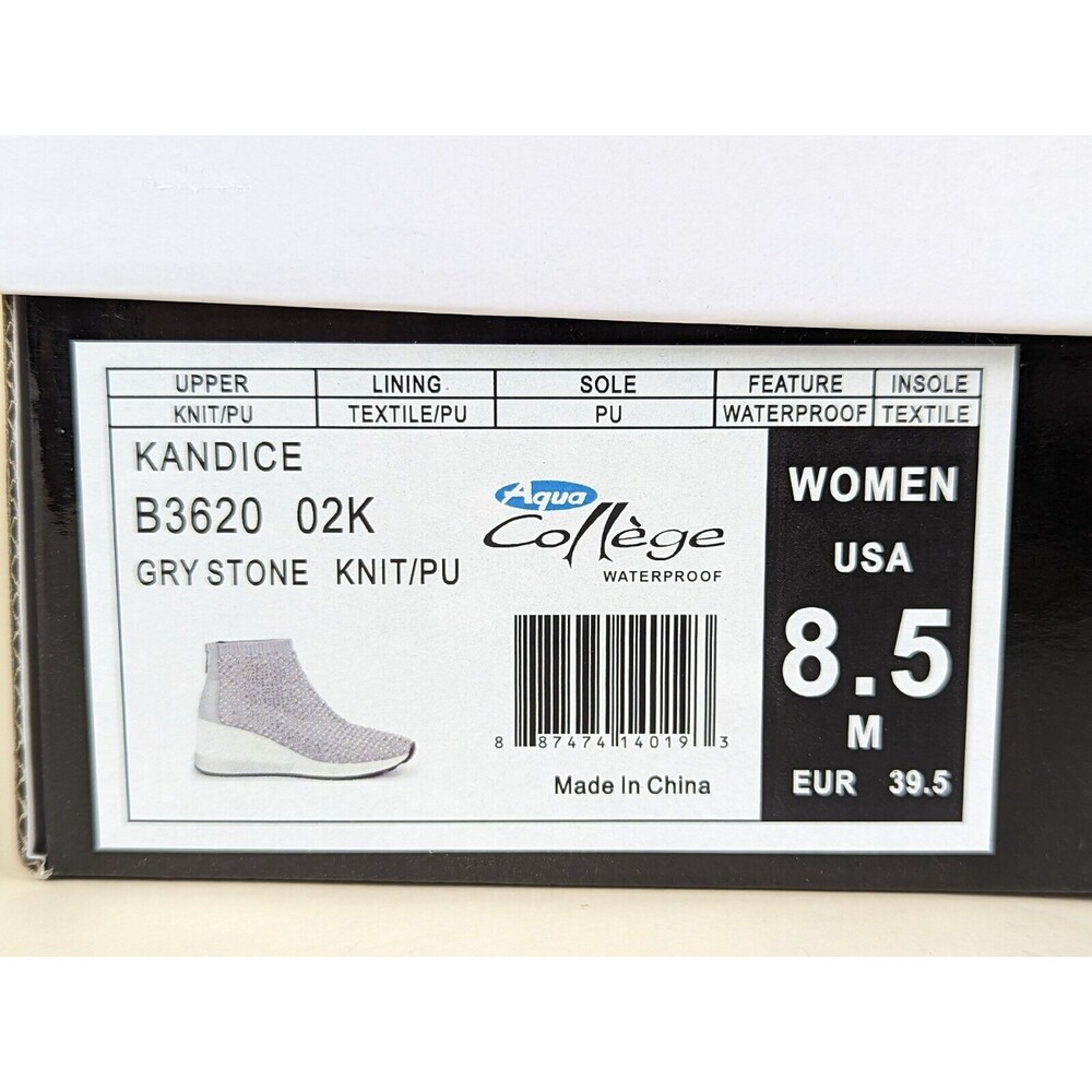 Aqua College Kandice Sneakers Womens 8.5 M Grey Rhinestones Waterproof Shoes NWB - Picture 11 of 12